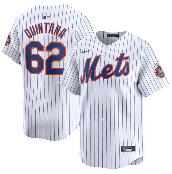 Men%27s New York Mets #62 Jose Quintana White 2024 Home Limited Stitched Baseball Jersey Dzhi